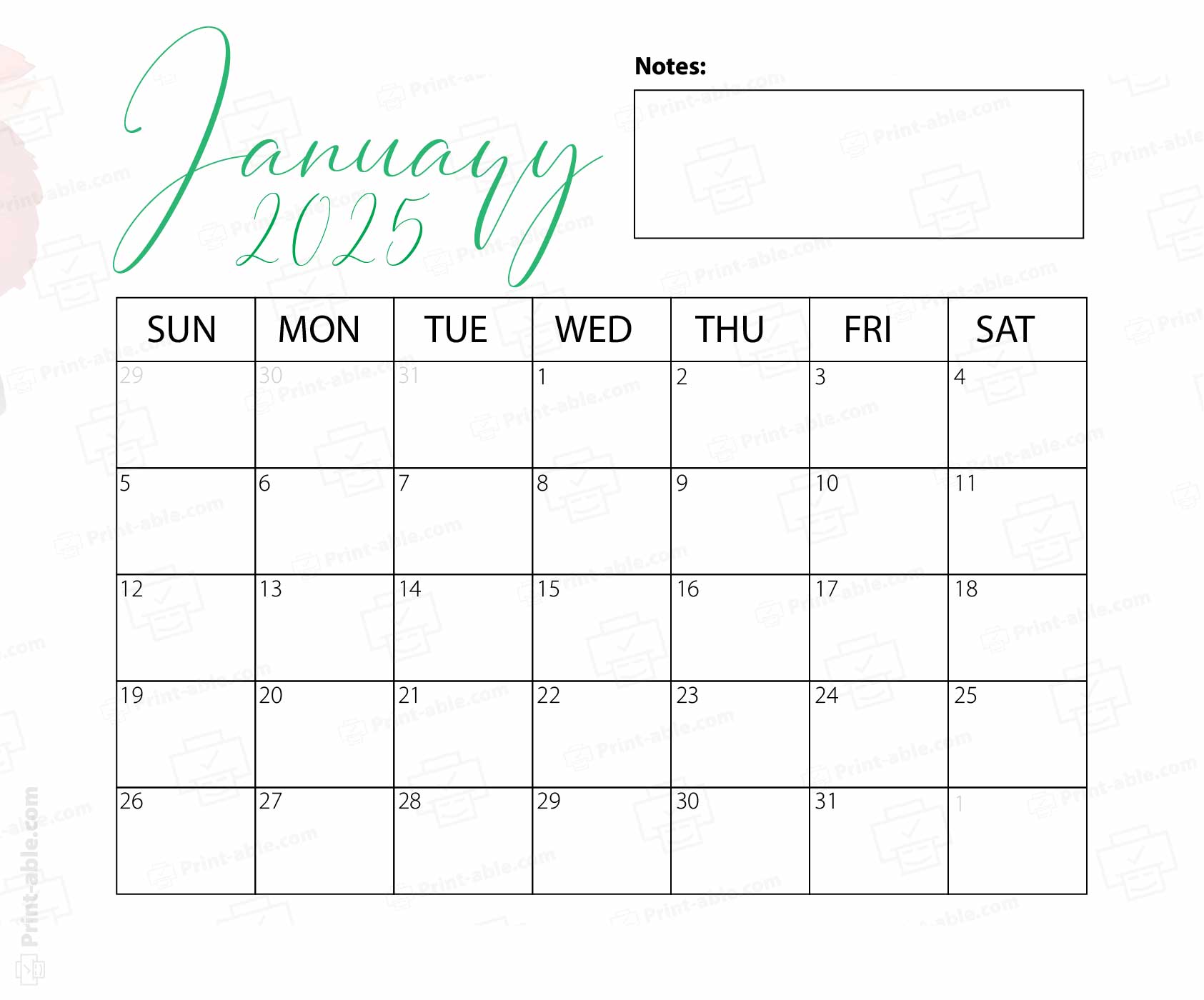January 2025 Calendar