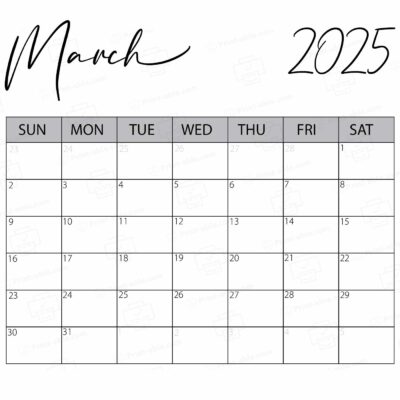 March 2025 Calendar Printable