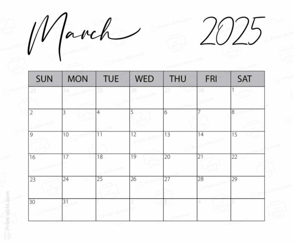 March 2025 Calendar Printable