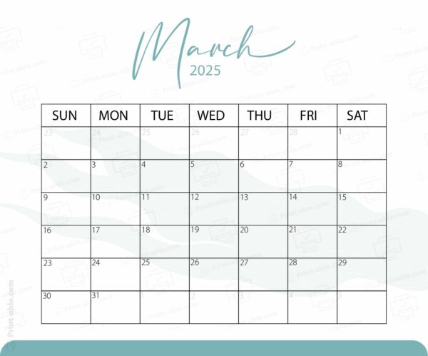 March 2025 Calendar Printable
