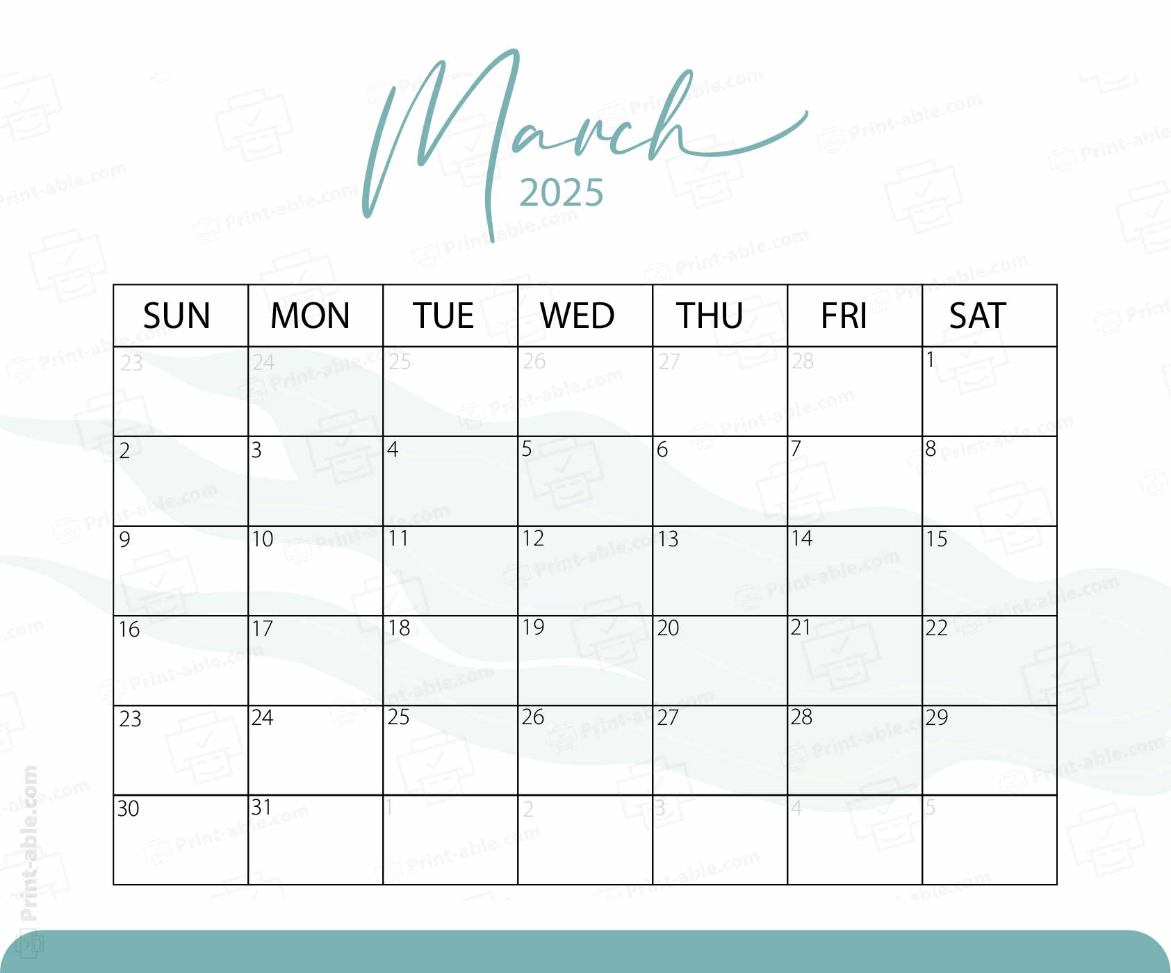 March 2025 Calendar Printable