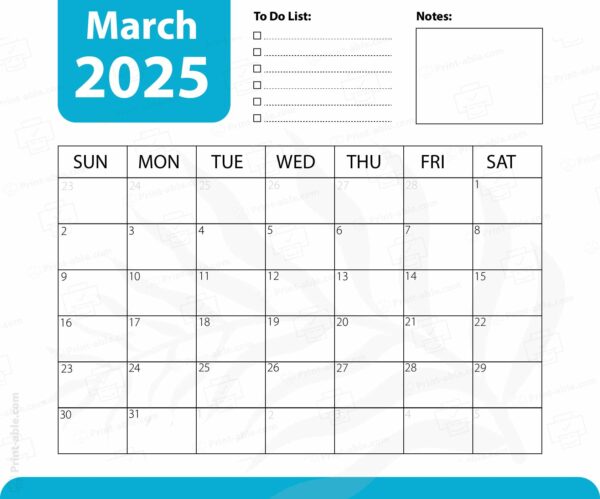 March 2025 Calendar Printable