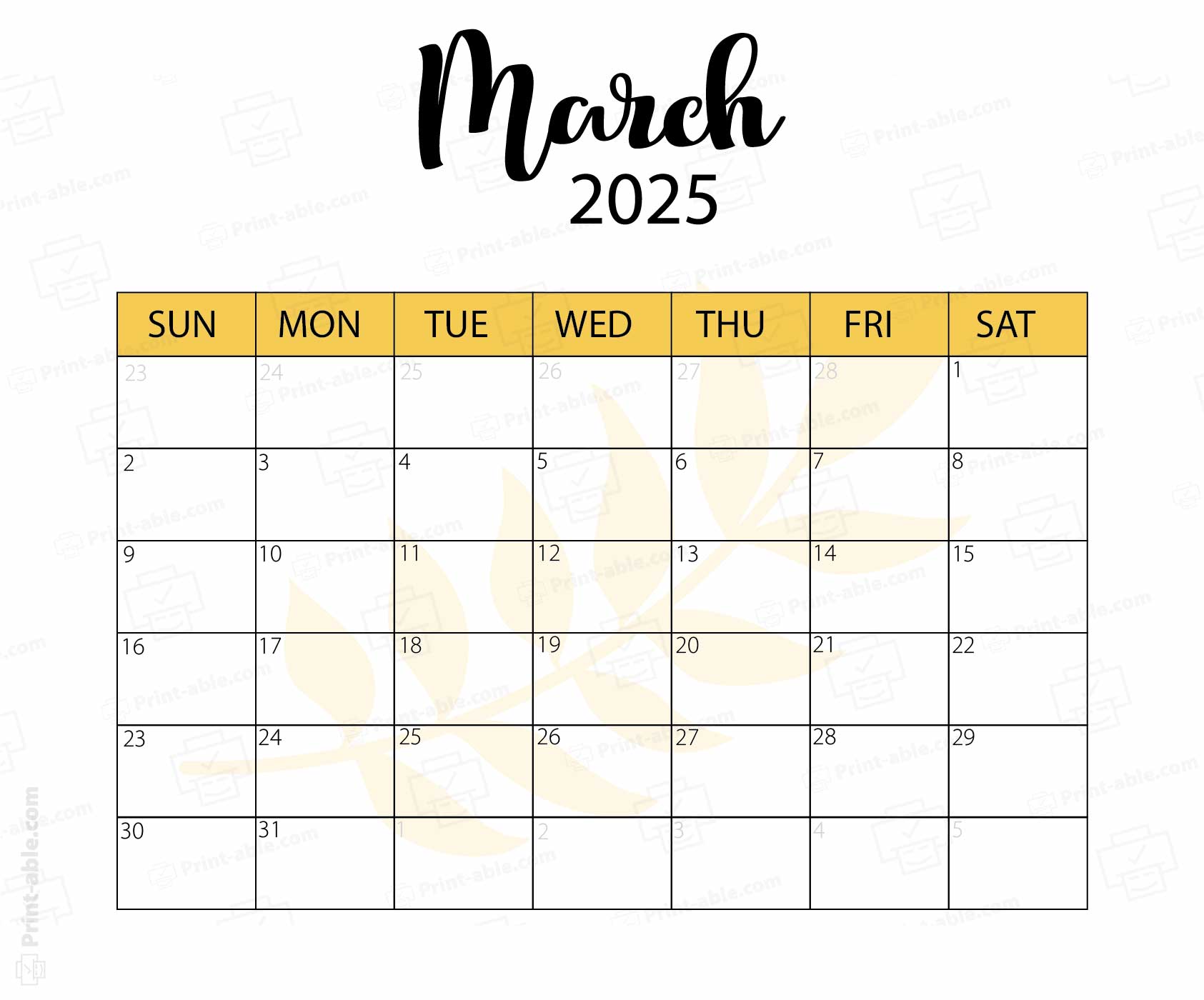 March 2025 Calendar Printable