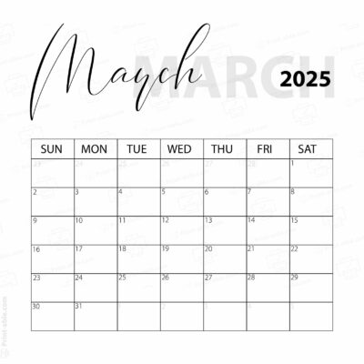 March 2025 Calendar Printable