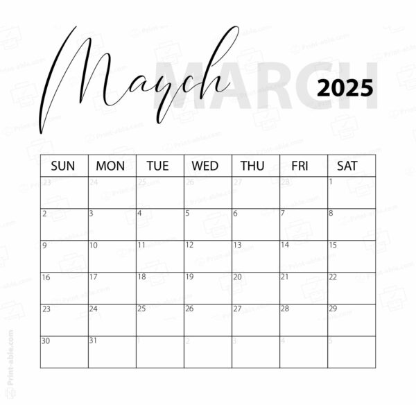 March 2025 Calendar Printable