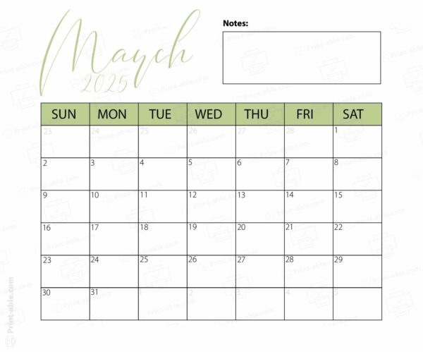 March 2025 Calendar Printable