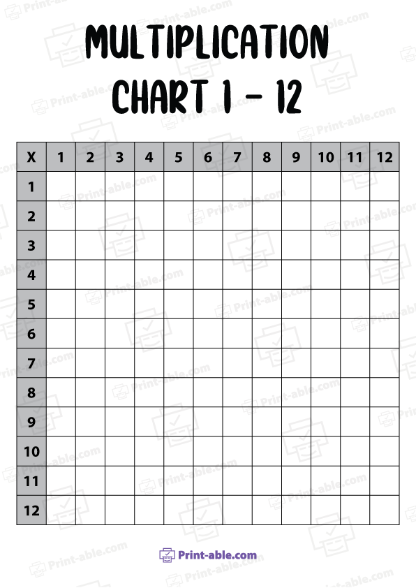 Multiplication Chart Printable Free Download