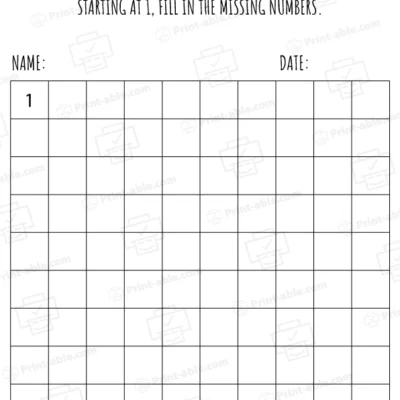 Hundreds Chart Printable