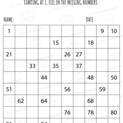 Hundreds Chart Printable
