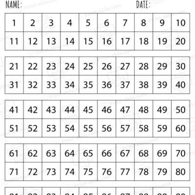 Hundreds Chart Printable