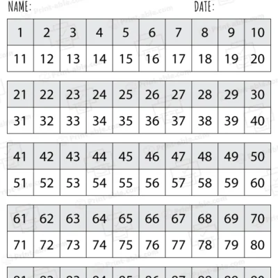 Hundreds Chart Printable