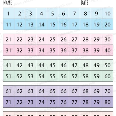 Hundreds Chart Printable