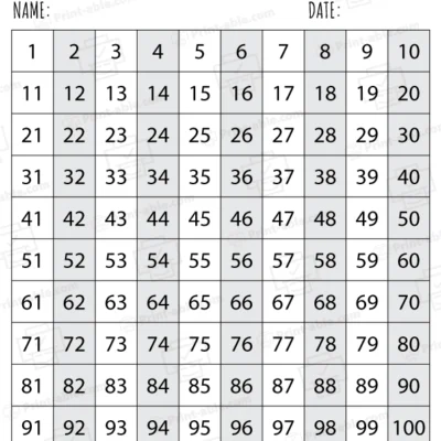 Hundreds Chart Printable