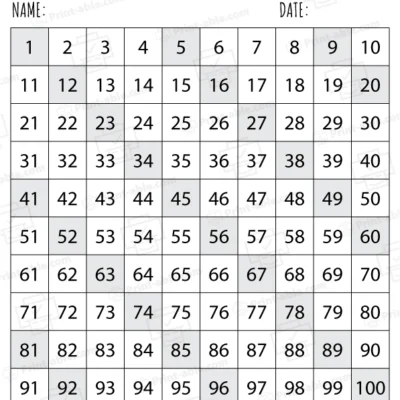 Hundreds Chart Printable