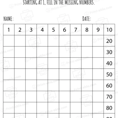 Hundreds Chart Printable