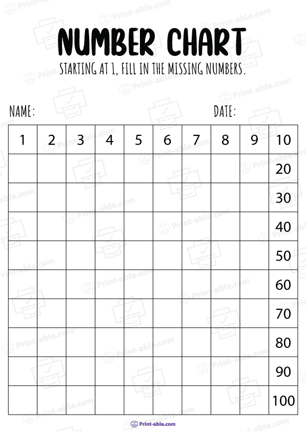 Hundreds Chart Printable