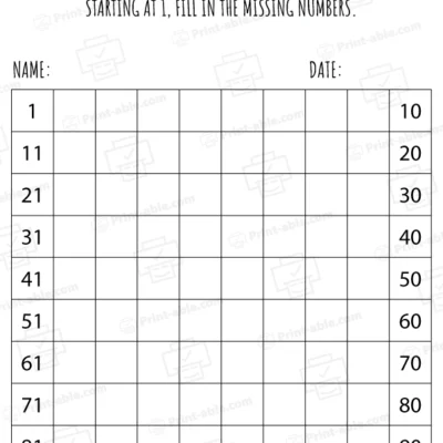 Hundreds Chart Printable