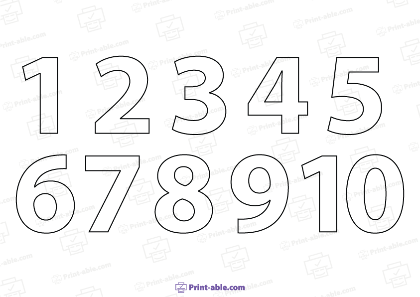 Number Outline Printable Free Download