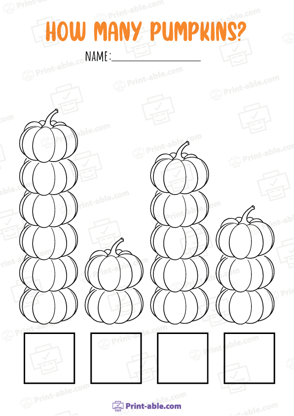 Pumpkin Counting Worksheet Printable