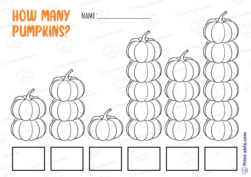 Pumpkin Counting Worksheet Printable