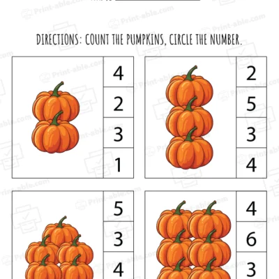 Pumpkin Counting Worksheet Printable
