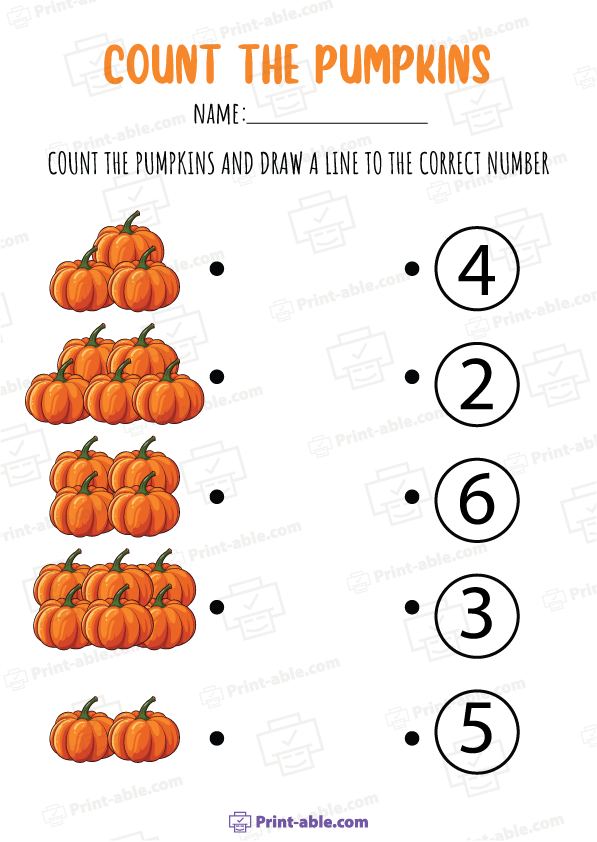 Pumpkin Counting Worksheet Printable