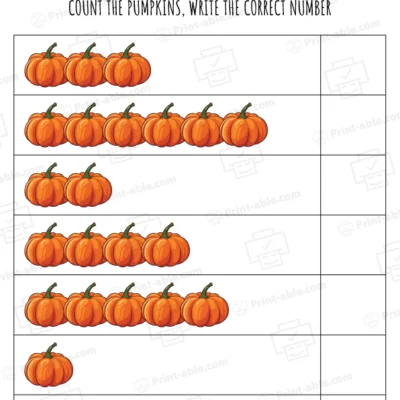 Pumpkin Counting Worksheet Printable
