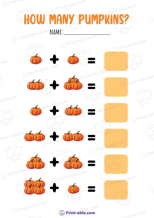 Pumpkin Counting Worksheet Printable