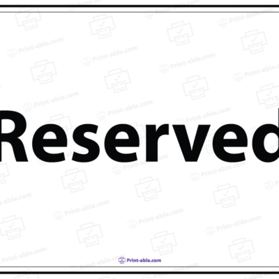 Reserved Sign Printable Free Download