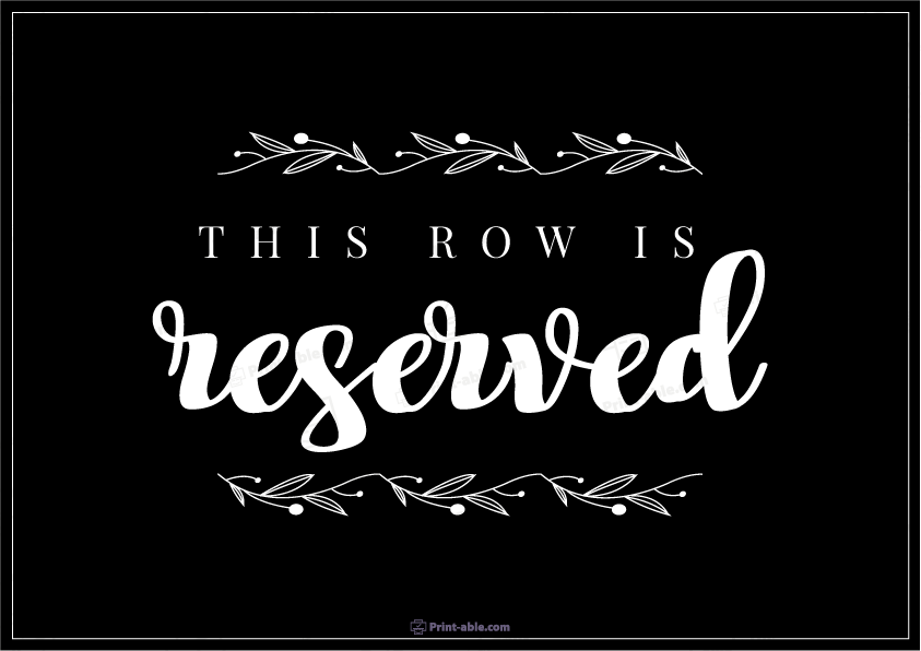 Reserved Sign Printable Free Download