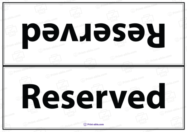 Reserved Sign Printable Free Download