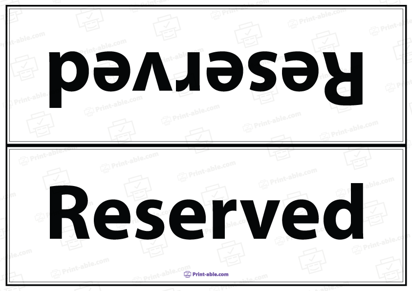 Reserved Sign Printable Free Download
