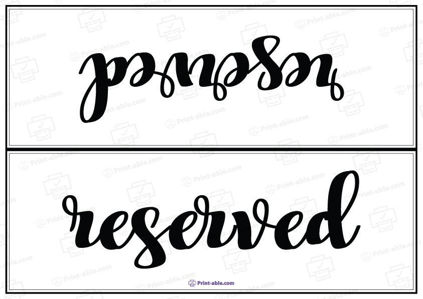 Reserved Sign Printable Free Download