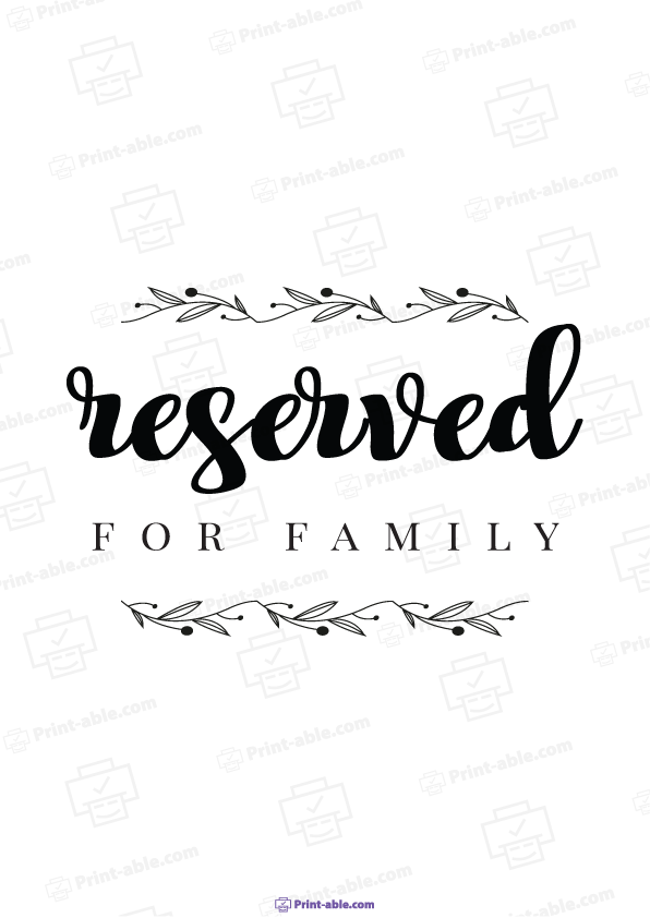 Reserved Sign Printable Free Download