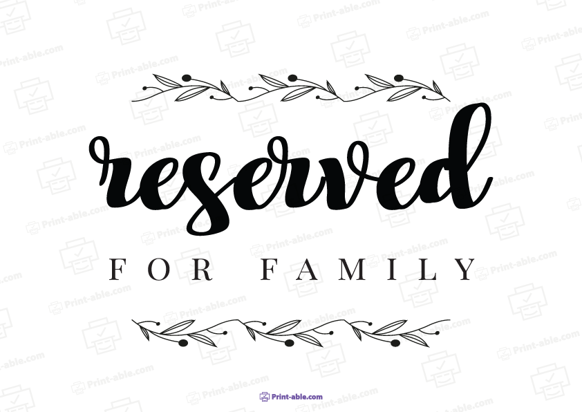 Reserved Sign Printable Free Download