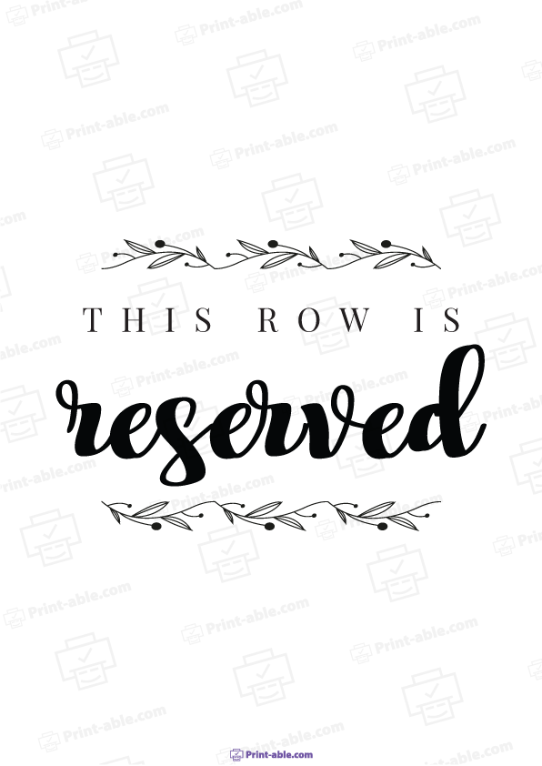 Reserved Sign Printable Free Download