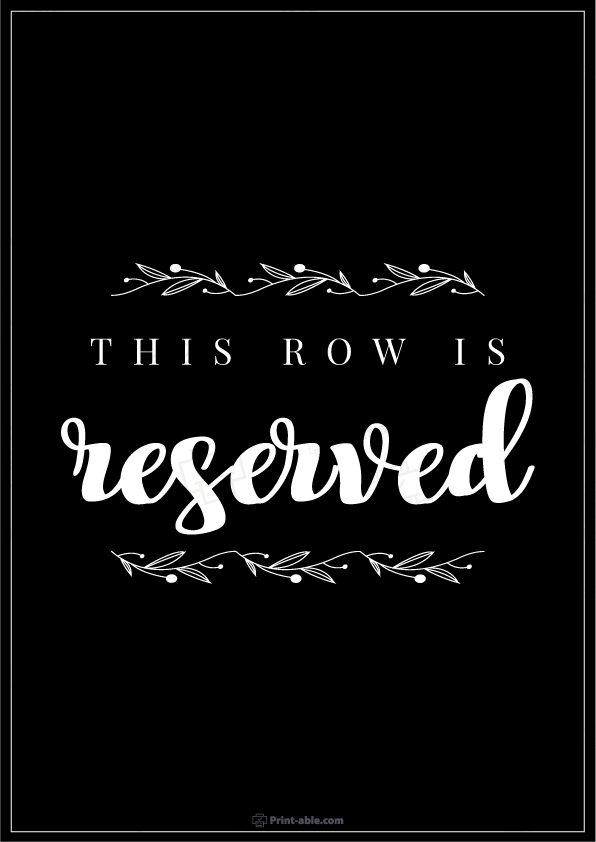 Reserved Sign Printable Free Download