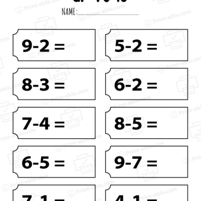 Kindergarten Subtraction Worksheets
