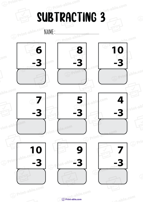 Kindergarten Subtraction Worksheets