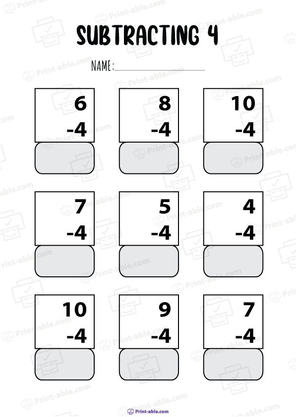 Kindergarten Subtraction Worksheets
