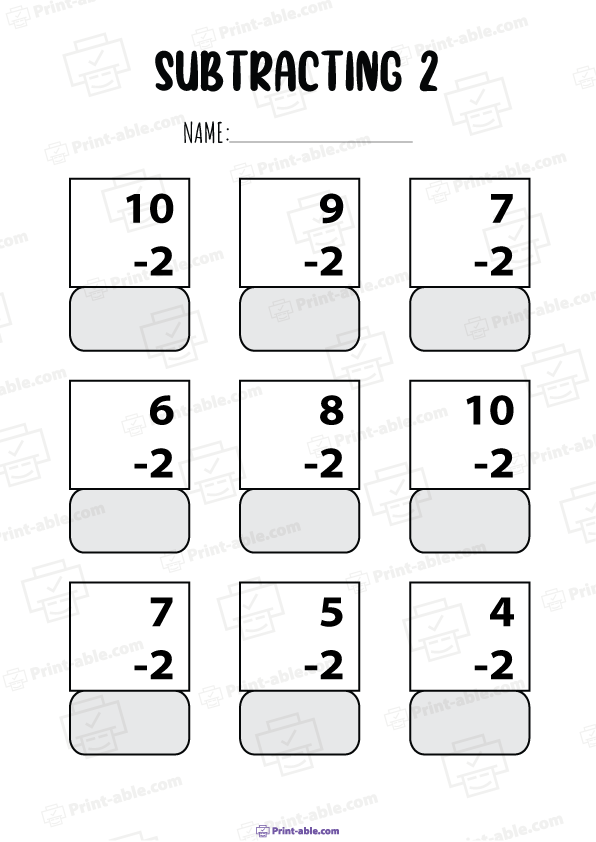 Kindergarten Subtraction Worksheets