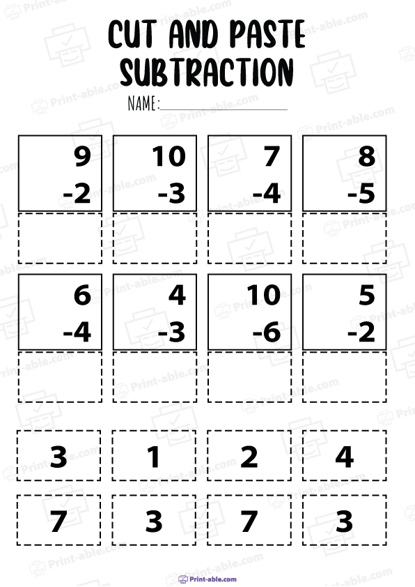 Kindergarten Subtraction Worksheets