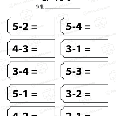 Kindergarten Subtraction Worksheets
