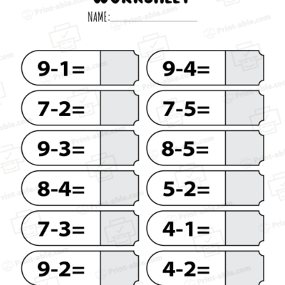 Kindergarten Subtraction Worksheets