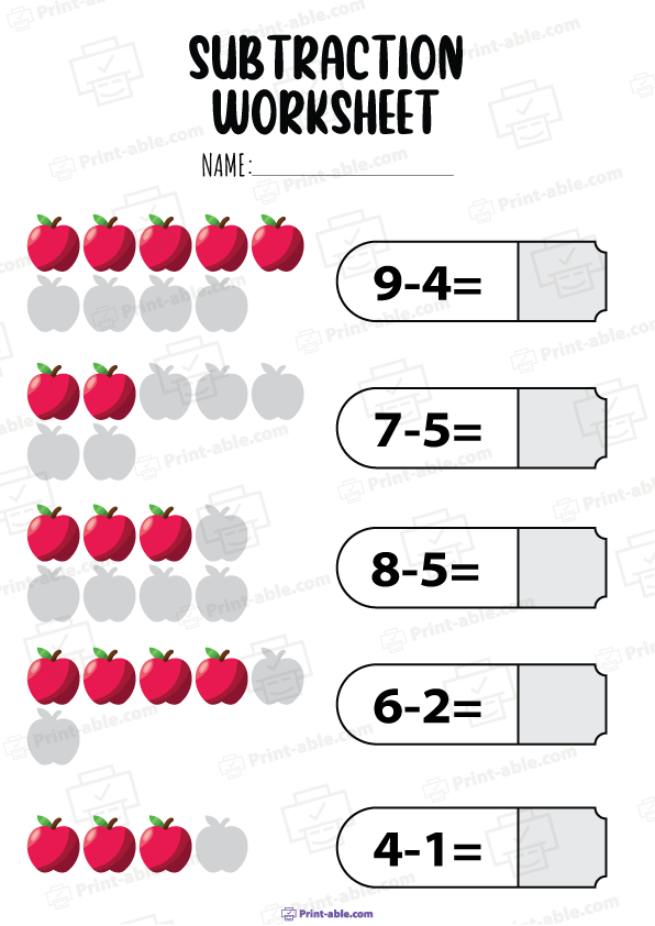 Kindergarten Subtraction Worksheets