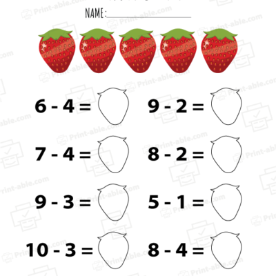 Kindergarten Subtraction Worksheets