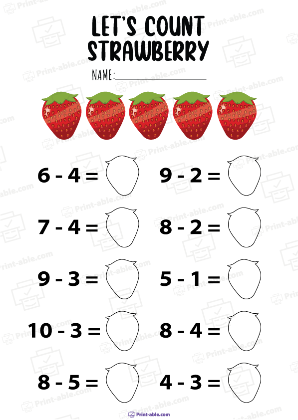 Kindergarten Subtraction Worksheets