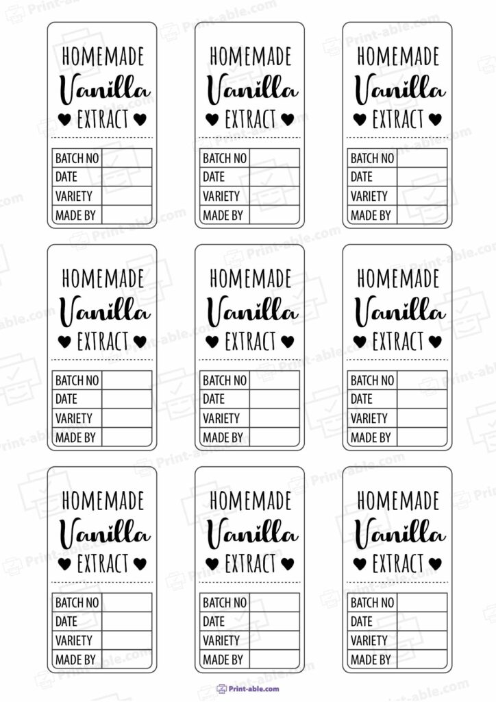 Labels For Vanilla Extract Printable Free Download