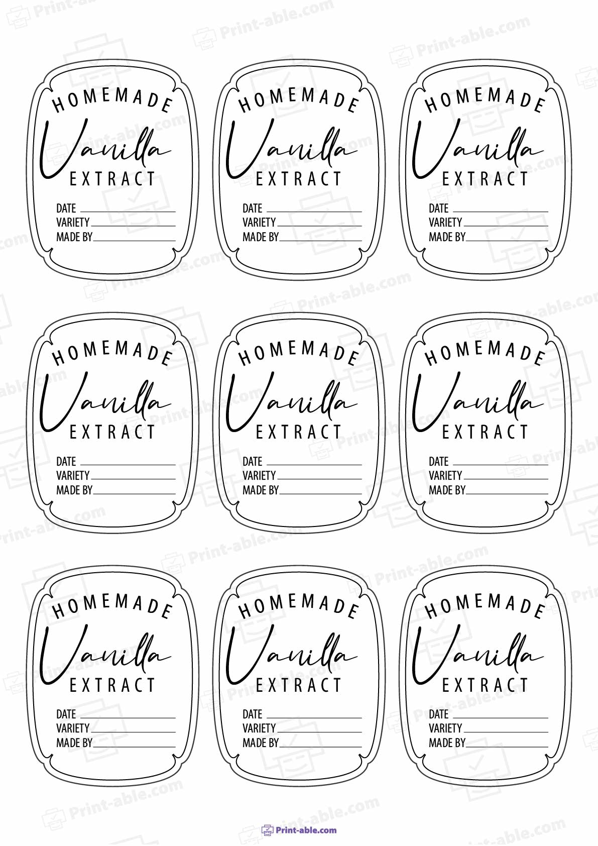 Labels For Vanilla Extract Printable Free Download
