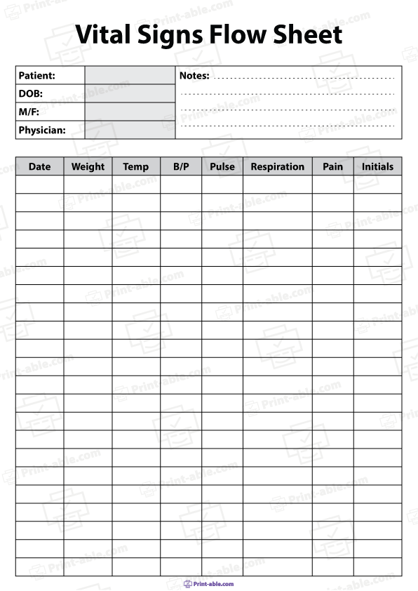 Vital Sign Printable Free Download
